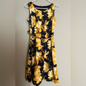 Karin Steven’s Navy blue & yellow floral dress size 6
